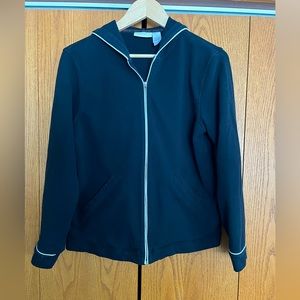 Liz Claiborne zip up hoodie. Black with white trim. Size Medium